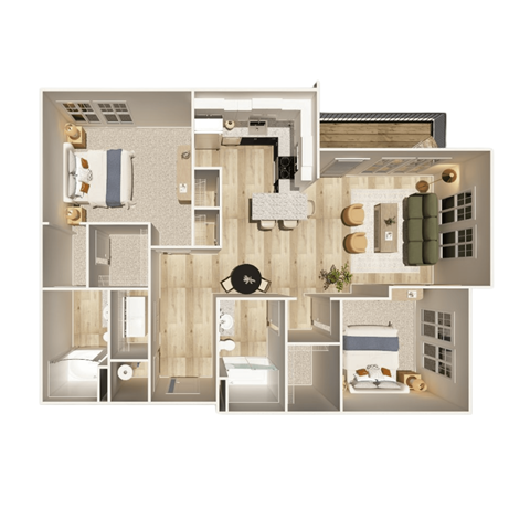 2 bed 2 bath F at The Crest at Oakwood Apartments, Georgia